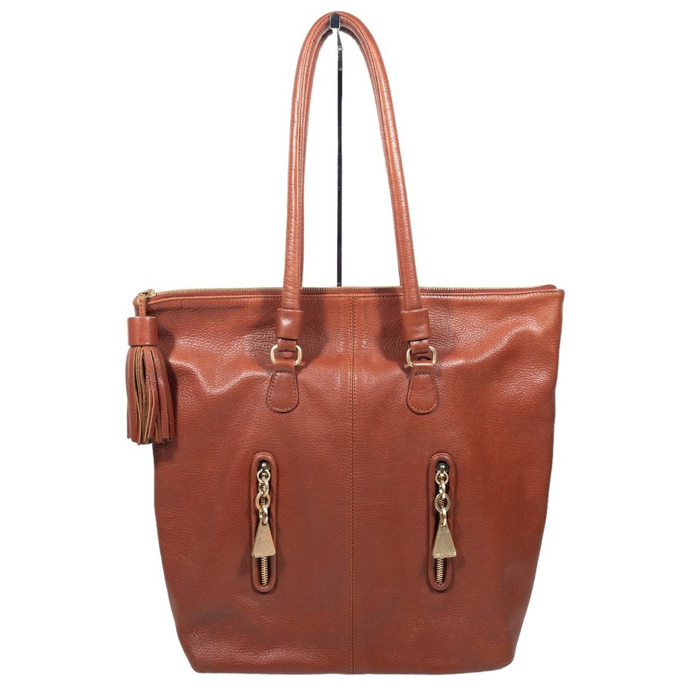 See By Chloe Large Rust Brown Leather Full Zip Tassel Shoulder Bag Purse